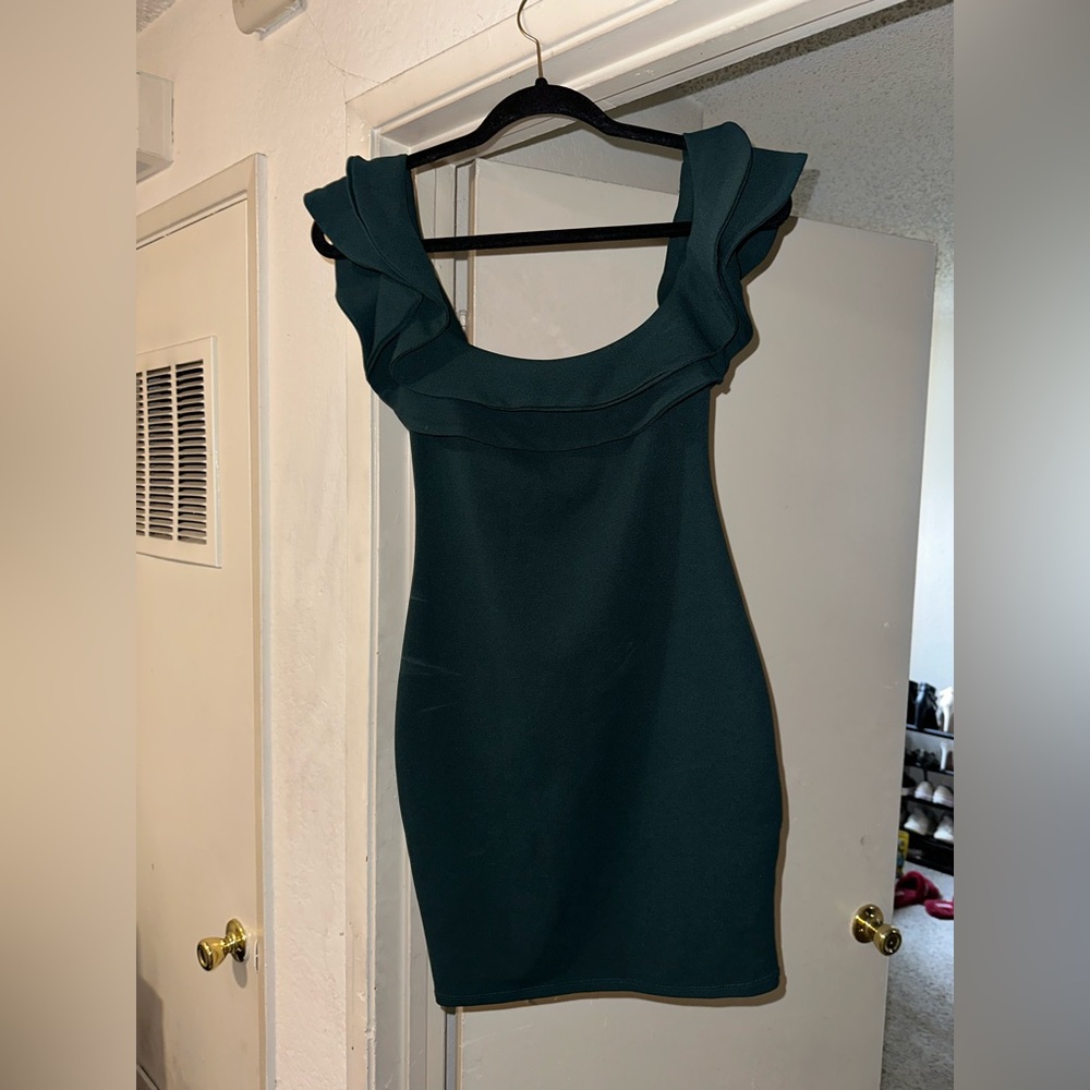 Mind Code Green Ruffle Dress Size Small - Picture 12 of 16
